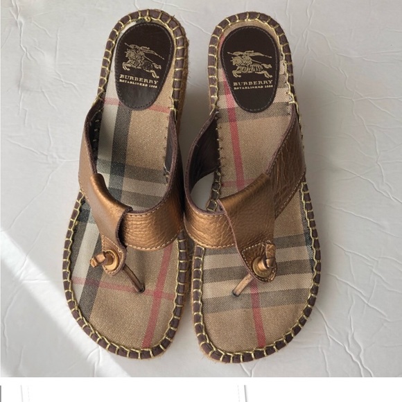 Burberry Espadrille Wedge Sandals - Picture 1 of 5